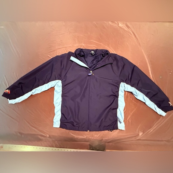 Vantage Men's Navy/Light Blue Waterproof Windbreaker Jacket w/ Hood Large - Picture 2 of 16
